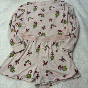 American Eagle Holiday Pajama Set - Pink with Grinch